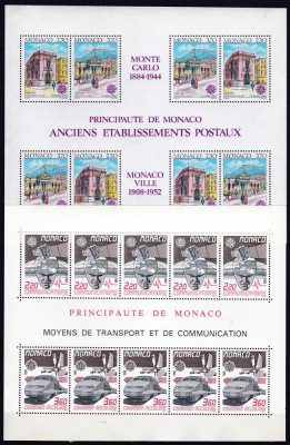 DB1 Monaco Transporturi Oficii Postale vechi 2 MS MNH foto