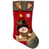 Decorațiune Crăciun, Model Om De Zăpadă 3D, Cizmă, Material Poliester, Culoare Roșu-Verde, 40x15cm, Oem