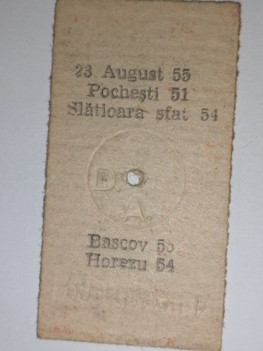 BILET VECHI / CFR /AUTOBUZ 1968 DGTA 23 AUGUST ,POCHESTI,SLATIOARA,BASCOV,HOREZU