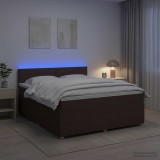 Cumpara ieftin Pat boxspring cu saltea Maro inchis 160 x 200 cm Tesatura