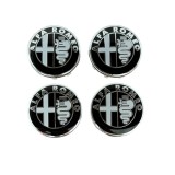 Set 4 Capace Jante Aliaj Alfa Romeo 60mm, Alb Negru
