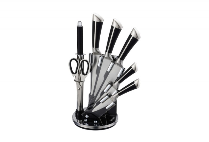 Set cutite 8 piese Zilan ZLN1634, Suport inclus, Otel inoxidabil 3CR13, Compatibil masina de spalat vase