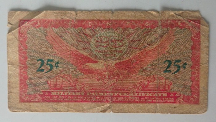 Certificat militar de plata - SUA - 25 Cents 1965-1968