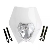 Cumpara ieftin Carena si far fata pentru motociclete, alba, cu faza scurta si lunga , Model universal pentru ENDURO Trail Streetfighter