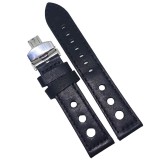 Cumpara ieftin Curea de ceas Peyton Neagra din piele naturala cu gaurele 20mm, 22mm, 24mm - WZ4220D