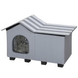 PawHut Căsuţă pentru pisici rezistentă la apă, cu acoperiş detaşabil &icirc;n două ape, izolaţie termică, platformă 70x43x45 cm, ţesătură Oxford, gri | Aoso