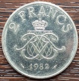 (M1945) MONEDA MONACO - 2 FRANCS 1982, PRINTUL RAINIER III