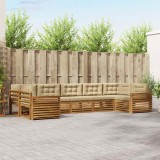 vidaXL Seturi de canapele 7 pcs Natural și Bej Lemn Solid de Acacia 3374068