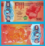 Fiji 100 Cents 2023 Dragon UNC, Serie CA20241148, P124, Comemorativă, Anul Dragonului, Bancnotă Polimer