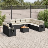 Gossi set canapele de gradina cu perne, 10 piese, negru, poliratan