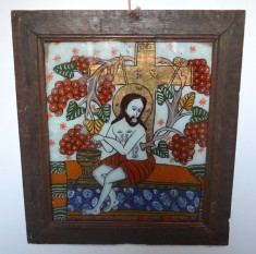 &quot;Iisus vita de vie&quot; icoana pe sticla Scheii Brasovului sfarsit de secol XIX