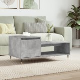 Masuta cafea Gossi, gri beton, 100x50x45 cm, lemn prelucrat, metal, dreptunghiulara, 2 compartimente