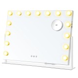 Oglinda de machiaj Songmics cu LED, 3 culori lumina, zoom 10x, alba