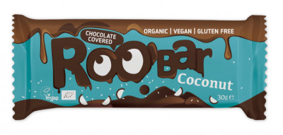 Baton cu cocos invelit in ciocolata bio 30g Roobar foto