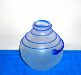 Murano: Vaza cristal satinat cu spirala albastra, suflata manual