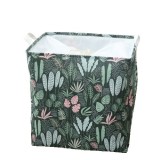 Cutie de depozitare pliabila, flippy, impermeabila, cu snur, capacitate 100 l, cu manere, 50x50x40cm, model frunze, verde