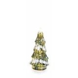 Brad Craciun sticla verde alba cu led 8,5 x 7 x 17,5 H
