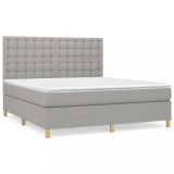 Cumpara ieftin Pat continental, gri deschis, 180x200 cm, material textil