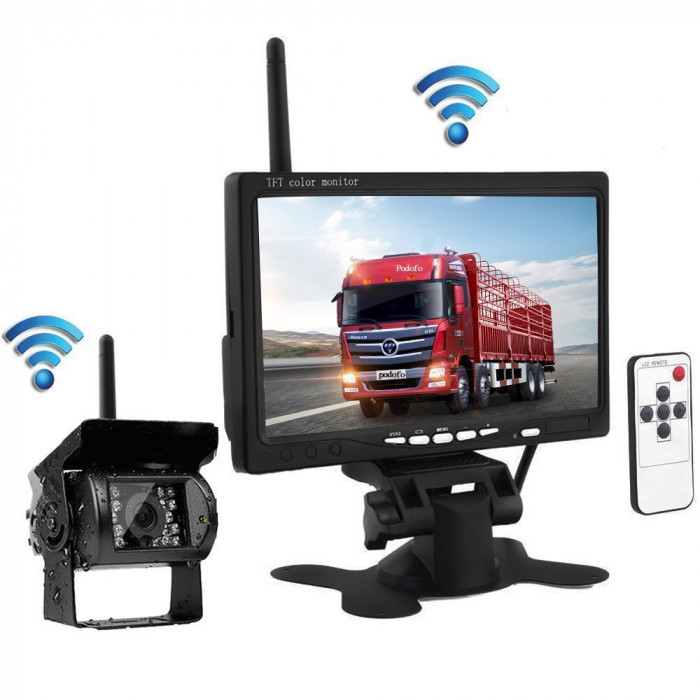 Kit wireless cu camera si display de 7&quot; pentru Camioane,Rulote Autocare, Bus-uri