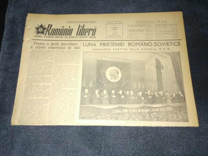 ZIARUL ROMANIA LIBERA 9 OCTOMBRIE 1953 ARLUS