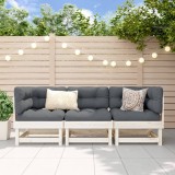 Gossi set mobilier de gradina, 3 piese, alb, lemn masiv de pin