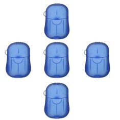 5 x Mini Cutie de Sapun din Hartie, de Unica Folosinta, Portabila, Potrivit pentru Calatorii, 100 buc, Albastru