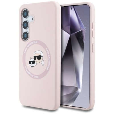 Husa pentru Samsung Galaxy S25 Plus - Karl Lagerfeld Silicone Double Heads (KLHMS25MSKCHTCP) - Pink foto