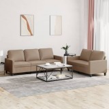 VidaXL Set de canapele cu perne, 2 piese, cappuccino, piele ecologică