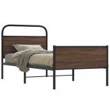 VidaXL Cadru de pat fără saltea stejar maro 90x200 cm Lemn prelucrat
