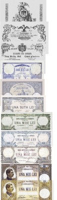 Set complet de 70 de bancnotre reproduceri care au circulat pe teritoriul Romaniei intre ani 1853-1950 foto
