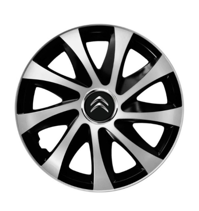 Set 4 capace roti Drift exrta Gri-Negru R15 pentru gama auto Citroen