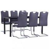 VidaXL Set mobilier de bucătărie, 7 piese, gri, velur ecologic