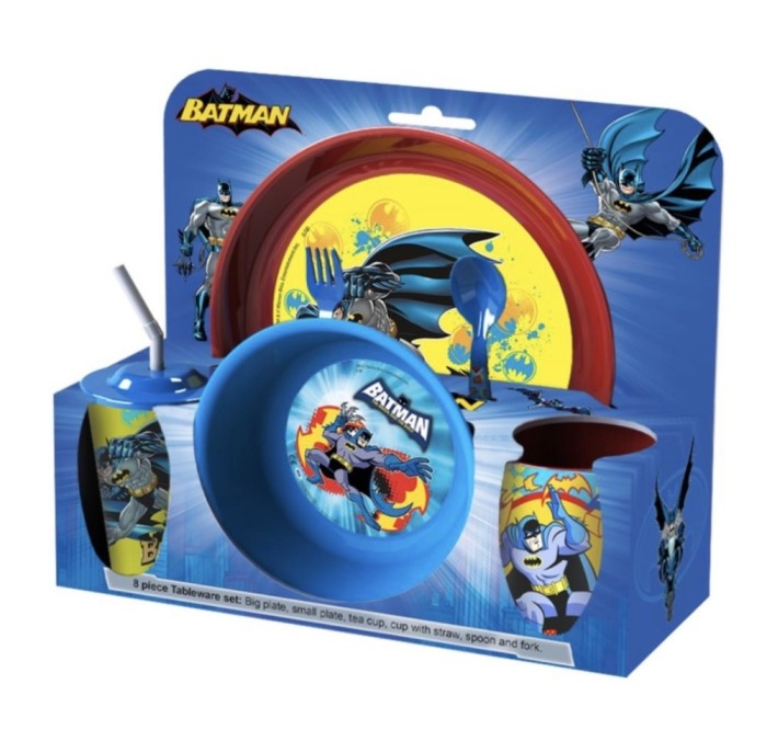 Set mic dejun plastic, 8 piese Batman