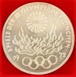 (A878) MONEDA DIN ARGINT GERMANIA - 10 MARK 1972, LIT. F, OLIMPIADA DE LA MUNCHEN, Europa