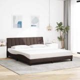 vidaXL Cadru de pat fără saltea, maro &icirc;nchis, 180x200 cm, textil