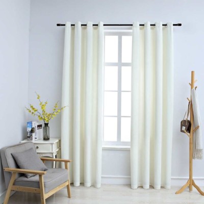 Draperii opace cu inele, 2 buc., crem, 140 x 225 cm, catifea foto