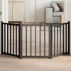 VidaXL Poartă pentru c&acirc;ini pliabilă 3 panouri negru, 150 cm, lemn brad 352284