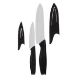 Set 2 Cutite cu Lama Ceramica Alba si Husa, 21 cm si 28 cm, Maner Negru, CMCLASS