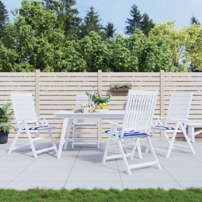 Gossi perne scaun gradina 4 buc dungi albastru&amp;amp;alb, 40x40x3 cm textil foto