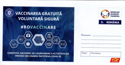 Romania 2021 Impreuna invingem pandemia, Medicina, intreg postal foto