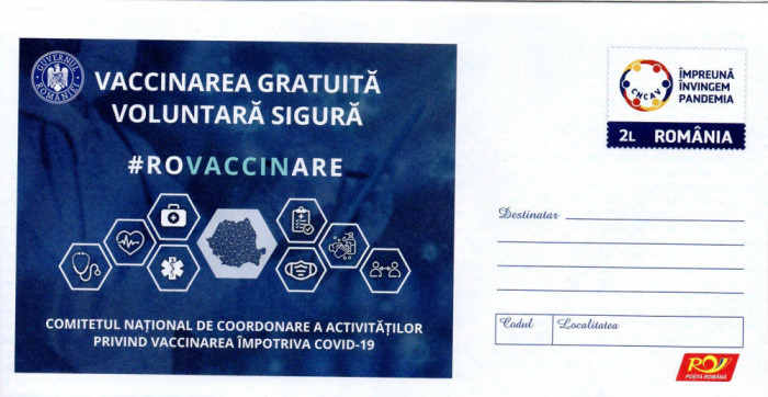 Romania 2021 Impreuna invingem pandemia, Medicina, intreg postal