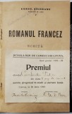 ROMANUL FRANCEZ de CONST. SAINEANU , 1922 , OFERITA CA PREMIU UNUI ELEV DE LA SCOALA DE COMERT LIPOVA *