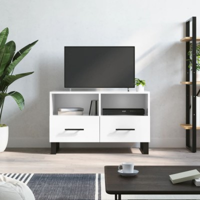 Gossi comoda tv, alb extralucios, 80x36x50 cm, lemn prelucrat foto