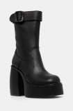 Buffalo botine Heart Bootie Buckle femei, culoarea negru, cu toc drept, 1220059-BLK