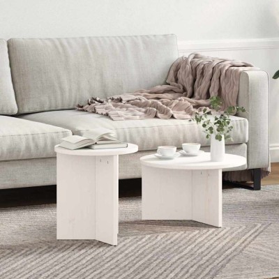 Set de măsuțe de cafea 2 pcs Alb 49 x 49 x 28 cm foto