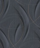 Tapet modern cu linii curbate extralavabil,negru grafit,auriu,GMK 3 10218-15