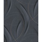 Tapet modern cu linii curbate extralavabil,negru grafit,auriu,GMK 3 10218-15