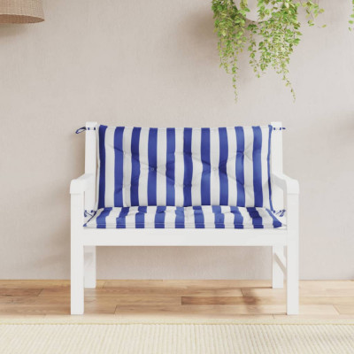 Gossi perne banca gradina, 2 buc., albastru&amp;amp;alb, 100x50x7 cm, textil foto