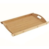Tava Pufo Serve din lemn de bambus cu manere pentru servire, 51 cm, maro