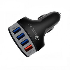 Incarcator Auto Cu 4 Porturi USB Si Incarcare Rapida Samsung LG Huawei iPhone Universal Negru foto